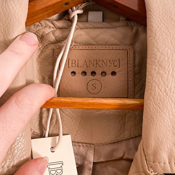 [BLANKNYC] Vegan Leather Motorcycle Jacket - Beige/Cream/Nude - Picture 4 of 8